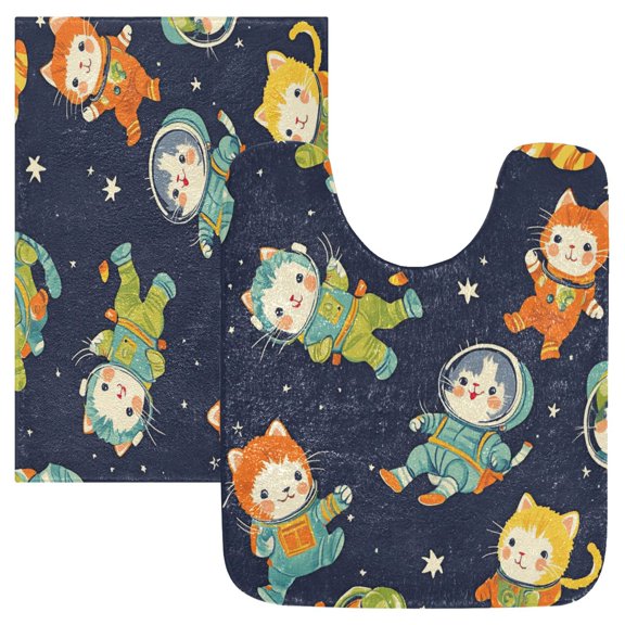 RMDQTR 2PCs Bathroom Rugs Set Plush Toilet Base Mat 16" × 24" Bath Mat and 20" × 24" U Shape Soft Rugs Non Slip Absorbent