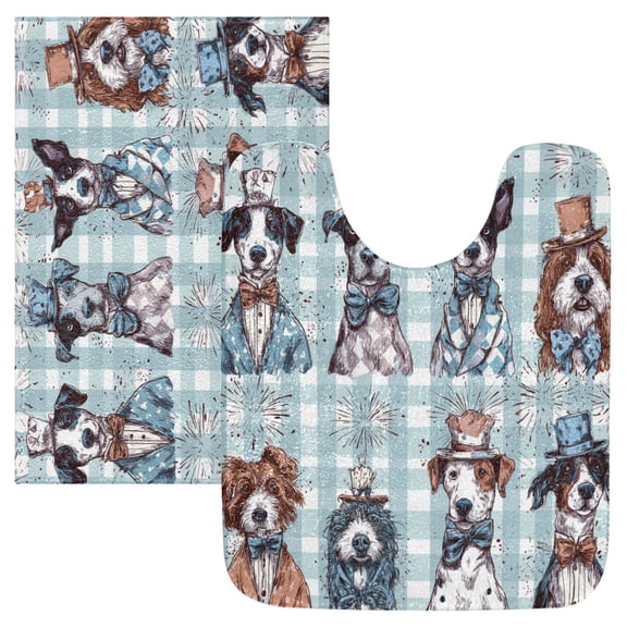 RMDQTR 2PCs Bathroom Rugs Set Plush Toilet Base Mat 16" × 24" Bath Mat and 20" × 24" U Shape Soft Rugs Non Slip Absorbent