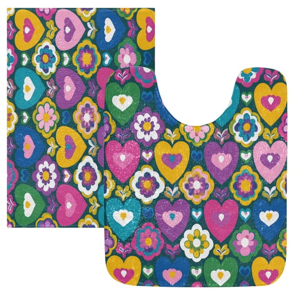 RMDQTR 2PCs Bathroom Rugs Set Plush Toilet Base Mat 16" × 24" Bath Mat and 20" × 24" U Shape Soft Rugs Non Slip Absorbent