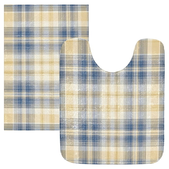 RMDQTR 2PCs Bathroom Rugs Set Plush Toilet Base Mat 16" × 24" Bath Mat and 20" × 24" U Shape Soft Rugs Non Slip Absorbent