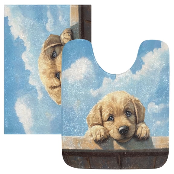 RMDQTR 2PCs Bathroom Rugs Set Plush Toilet Base Mat 16" × 24" Bath Mat and 20" × 24" U Shape Soft Rugs Non Slip Absorbent