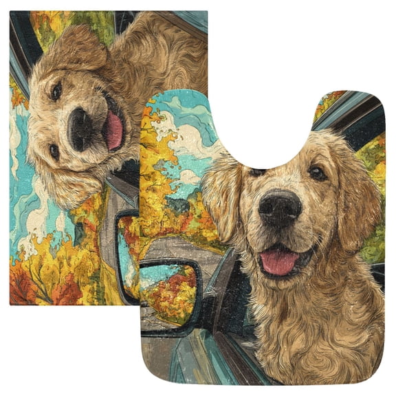 RMDQTR 2PCs Bathroom Rugs Set Plush Toilet Base Mat 16" × 24" Bath Mat and 20" × 24" U Shape Soft Rugs Non Slip Absorbent