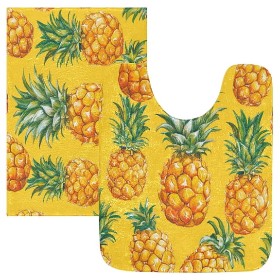 RMDQTR 2PCs Bathroom Rugs Set Plush Toilet Base Mat 16" × 24" Bath Mat and 20" × 24" U Shape Soft Rugs Non Slip Absorbent