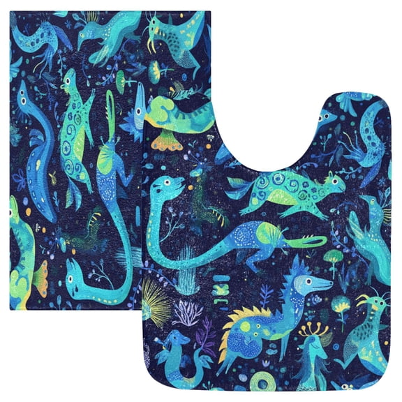 RMDQTR 2PCs Bathroom Rugs Set Plush Toilet Base Mat 16" × 24" Bath Mat and 20" × 24" U Shape Soft Rugs Non Slip Absorbent