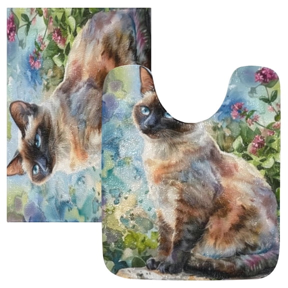 RMDQTR 2PCs Bathroom Rugs Set Plush Toilet Base Mat 16" × 24" Bath Mat and 20" × 24" U Shape Soft Rugs Non Slip Absorbent