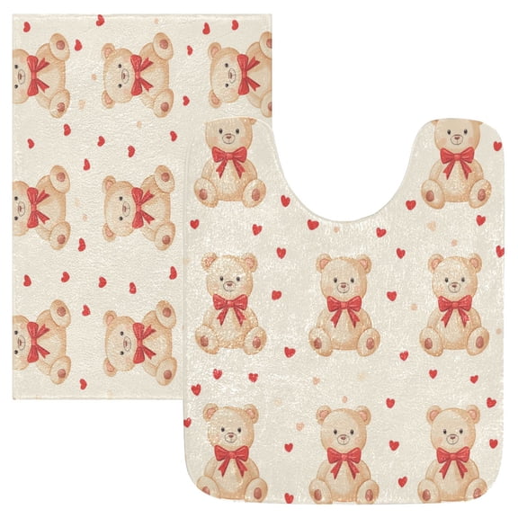 RMDQTR 2PCs Bathroom Rugs Set Plush Toilet Base Mat 16" × 24" Bath Mat and 20" × 24" U Shape Soft Rugs Non Slip Absorbent