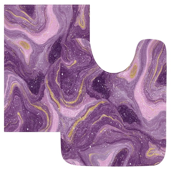 RMDQTR 2PCs Bathroom Rugs Set Plush Toilet Base Mat 16" × 24" Bath Mat and 20" × 24" U Shape Soft Rugs Non Slip Absorbent