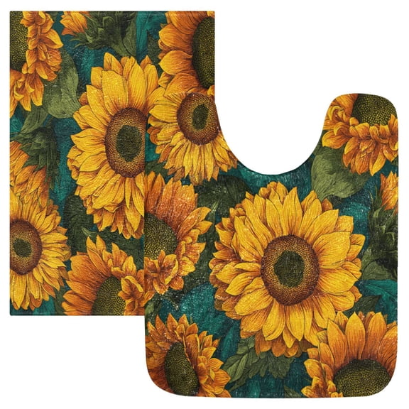 RMDQTR 2PCs Bathroom Rugs Set Plush Toilet Base Mat 16" × 24" Bath Mat and 20" × 24" U Shape Soft Rugs Non Slip Absorbent