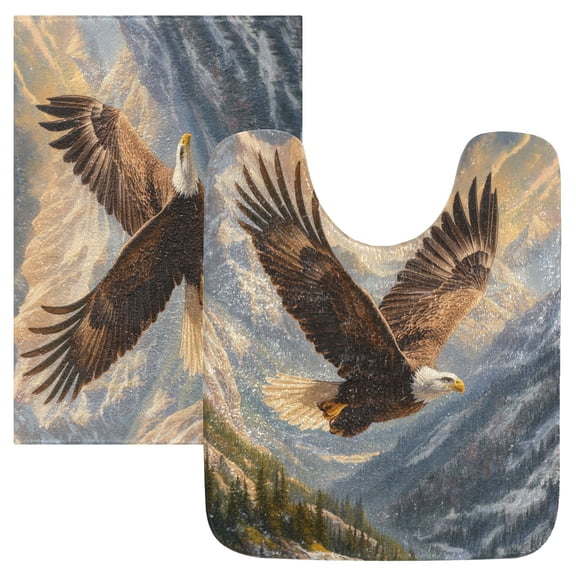 RMDQTR 2PCs Bathroom Rugs Set Plush Toilet Base Mat 16" × 24" Bath Mat and 20" × 24" U Shape Soft Rugs Non Slip Absorbent