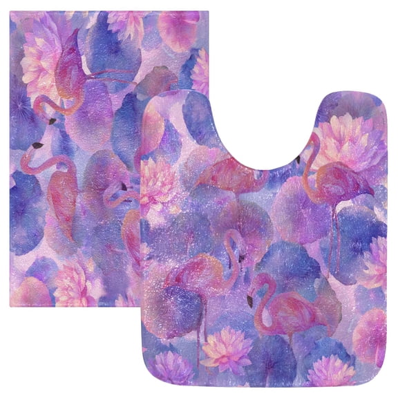 RMDQTR 2PCs Bathroom Rugs Set Plush Toilet Base Mat 16" × 24" Bath Mat and 20" × 24" U Shape Soft Rugs Non Slip Absorbent