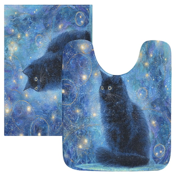 RMDQTR 2PCs Bathroom Rugs Set Plush Toilet Base Mat 16" × 24" Bath Mat and 20" × 24" U Shape Soft Rugs Non Slip Absorbent