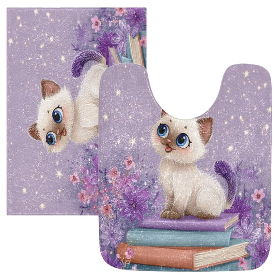 RMDQTR 2PCs Bathroom Rugs Set Plush Toilet Base Mat 16" × 24" Bath Mat and 20" × 24" U Shape Soft Rugs Non Slip Absorbent
