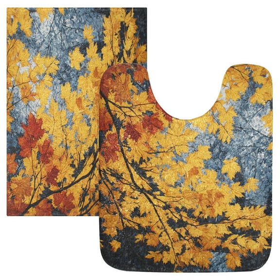 RMDQTR 2PCs Bathroom Rugs Set Plush Toilet Base Mat 16" × 24" Bath Mat and 20" × 24" U Shape Soft Rugs Non Slip Absorbent