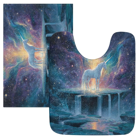 RMDQTR 2PCs Bathroom Rugs Set Plush Toilet Base Mat 16" × 24" Bath Mat and 20" × 24" U Shape Soft Rugs Non Slip Absorbent