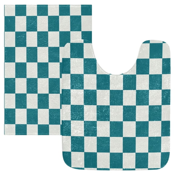 RMDQTR 2PCs Bathroom Rugs Set Plush Toilet Base Mat 16" × 24" Bath Mat and 20" × 24" U Shape Soft Rugs Non Slip Absorbent