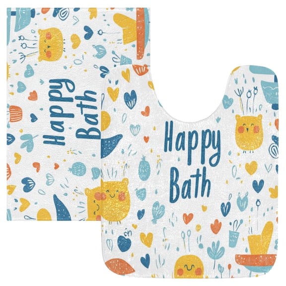 RMDQTR 2PCs Bathroom Rugs Set Plush Toilet Base Mat 16" × 24" Bath Mat and 20" × 24" U Shape Soft Rugs Non Slip Absorbent