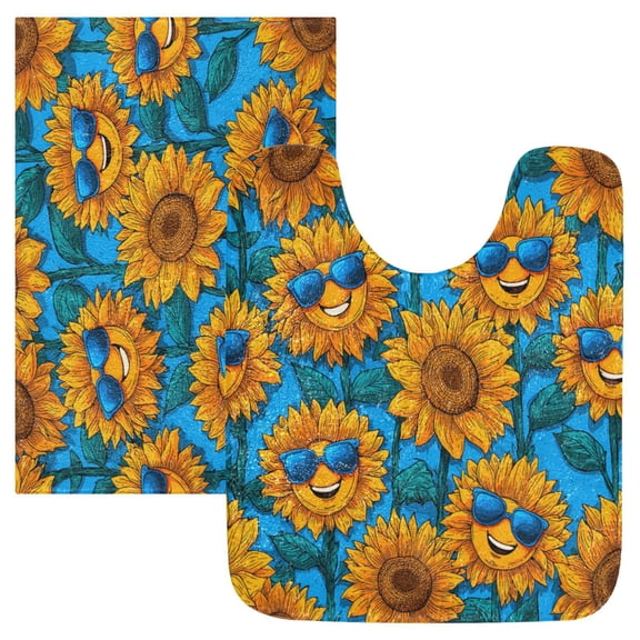 RMDQTR 2PCs Bathroom Rugs Set Plush Toilet Base Mat 16" × 24" Bath Mat and 20" × 24" U Shape Soft Rugs Non Slip Absorbent