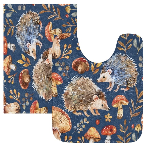RMDQTR 2PCs Bathroom Rugs Set Plush Toilet Base Mat 16" × 24" Bath Mat and 20" × 24" U Shape Soft Rugs Non Slip Absorbent