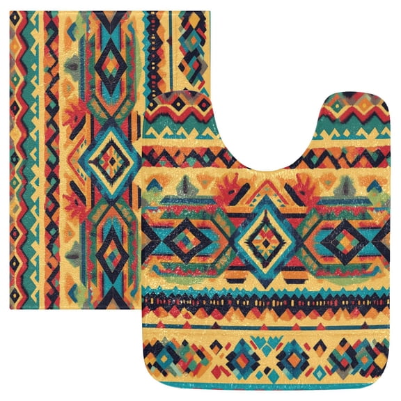 RMDQTR 2PCs Bathroom Rugs Set Plush Toilet Base Mat 16" × 24" Bath Mat and 20" × 24" U Shape Soft Rugs Non Slip Absorbent