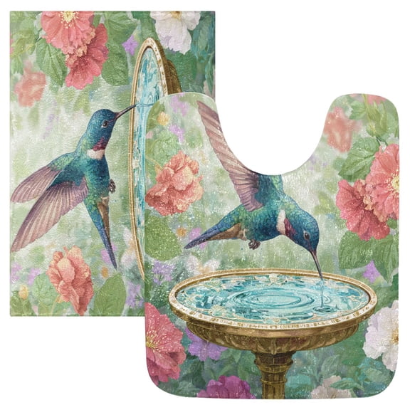 RMDQTR 2PCs Bathroom Rugs Set Plush Toilet Base Mat 16" × 24" Bath Mat and 20" × 24" U Shape Soft Rugs Non Slip Absorbent