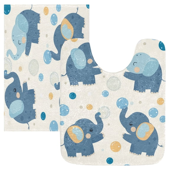 RMDQTR 2PCs Bathroom Rugs Set Plush Toilet Base Mat 16" × 24" Bath Mat and 20" × 24" U Shape Soft Rugs Non Slip Absorbent