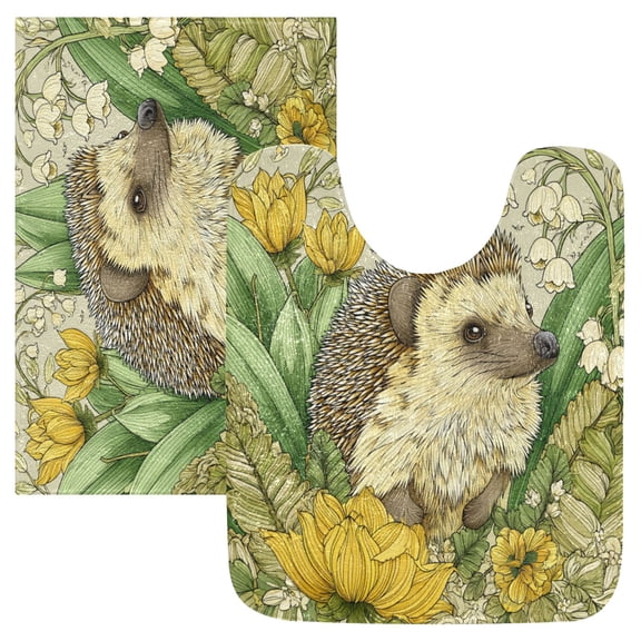 RMDQTR 2PCs Bathroom Rugs Set Plush Toilet Base Mat 16" × 24" Bath Mat and 20" × 24" U Shape Soft Rugs Non Slip Absorbent