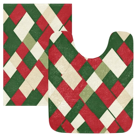RMDQTR 2PCs Bathroom Rugs Set Plush Toilet Base Mat 16" × 24" Bath Mat and 20" × 24" U Shape Soft Rugs Non Slip Absorbent