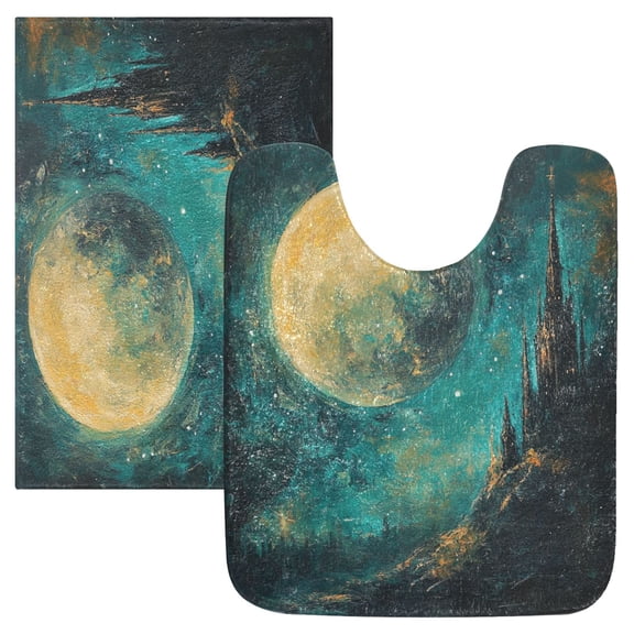 RMDQTR 2PCs Bathroom Rugs Set Plush Toilet Base Mat 16" × 24" Bath Mat and 20" × 24" U Shape Soft Rugs Non Slip Absorbent