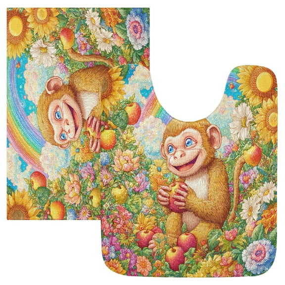 RMDQTR 2PCs Bathroom Rugs Set Plush Toilet Base Mat 16" × 24" Bath Mat and 20" × 24" U Shape Soft Rugs Non Slip Absorbent
