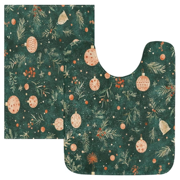 RMDQTR 2PCs Bathroom Rugs Set Plush Toilet Base Mat 16" × 24" Bath Mat and 20" × 24" U Shape Soft Rugs Non Slip Absorbent