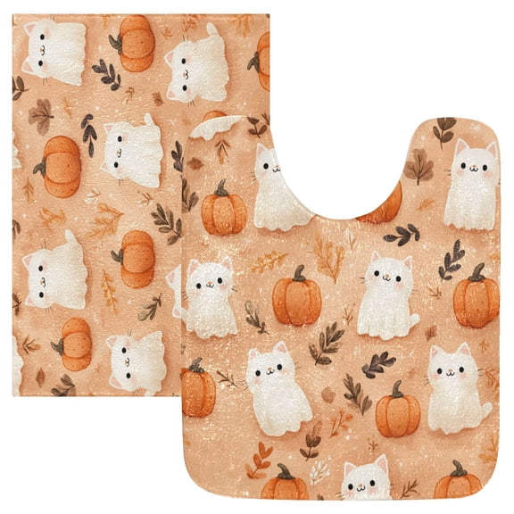RMDQTR 2PCs Bathroom Rugs Set Plush Toilet Base Mat 16" × 24" Bath Mat and 20" × 24" U Shape Soft Rugs Non Slip Absorbent