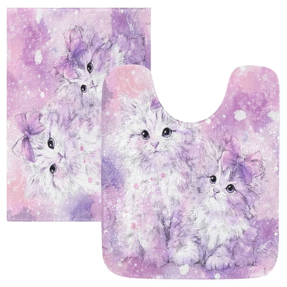 RMDQTR 2PCs Bathroom Rugs Set Plush Toilet Base Mat 16" × 24" Bath Mat and 20" × 24" U Shape Soft Rugs Non Slip Absorbent