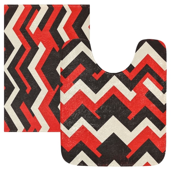 RMDQTR 2PCs Bathroom Rugs Set Plush Toilet Base Mat 16" × 24" Bath Mat and 20" × 24" U Shape Soft Rugs Non Slip Absorbent