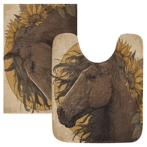 RMDQTR 2PCs Bathroom Rugs Set Plush Toilet Base Mat 16" × 24" Bath Mat and 20" × 24" U Shape Soft Rugs Non Slip Absorbent