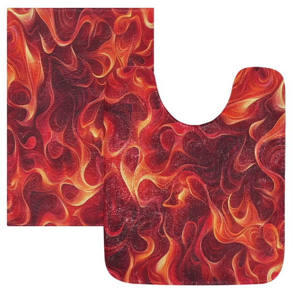 RMDQTR 2PCs Bathroom Rugs Set Plush Toilet Base Mat 16" × 24" Bath Mat and 20" × 24" U Shape Soft Rugs Non Slip Absorbent