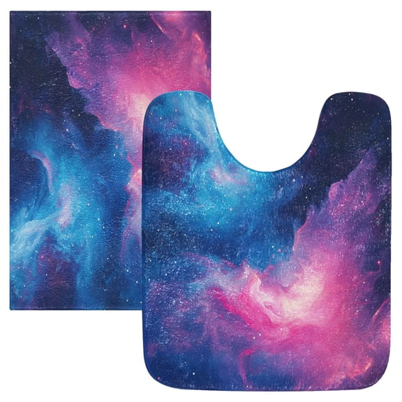 RMDQTR 2PCs Bathroom Rugs Set Plush Toilet Base Mat 16" × 24" Bath Mat and 20" × 24" U Shape Soft Rugs Non Slip Absorbent