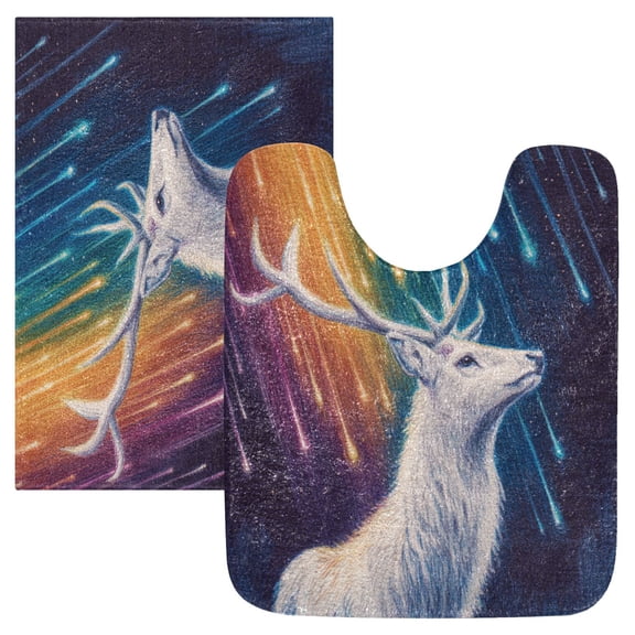 RMDQTR 2PCs Bathroom Rugs Set Plush Toilet Base Mat 16" × 24" Bath Mat and 20" × 24" U Shape Soft Rugs Non Slip Absorbent