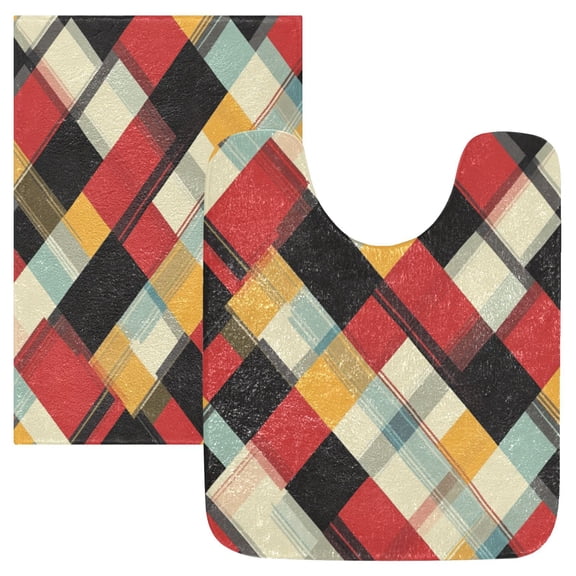 RMDQTR 2PCs Bathroom Rugs Set Plush Toilet Base Mat 16" × 24" Bath Mat and 20" × 24" U Shape Soft Rugs Non Slip Absorbent