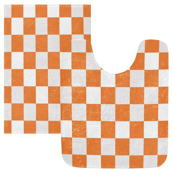 RMDQTR 2PCs Bathroom Rugs Set Plush Toilet Base Mat 16" × 24" Bath Mat and 20" × 24" U Shape Soft Rugs Non Slip Absorbent