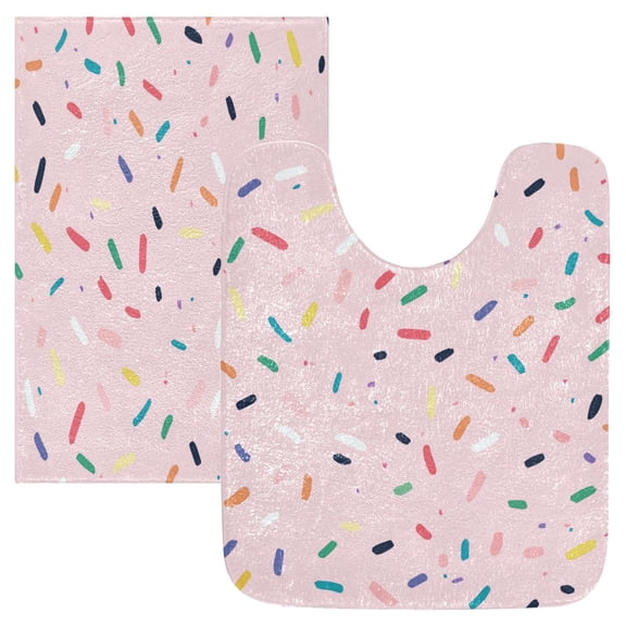RMDQTR 2PCs Bathroom Rugs Set Plush Toilet Base Mat 16" × 24" Bath Mat and 20" × 24" U Shape Soft Rugs Non Slip Absorbent