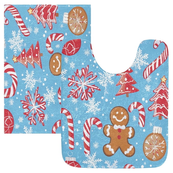 RMDQTR 2PCs Bathroom Rugs Set Plush Toilet Base Mat 16" × 24" Bath Mat and 20" × 24" U Shape Soft Rugs Non Slip Absorbent