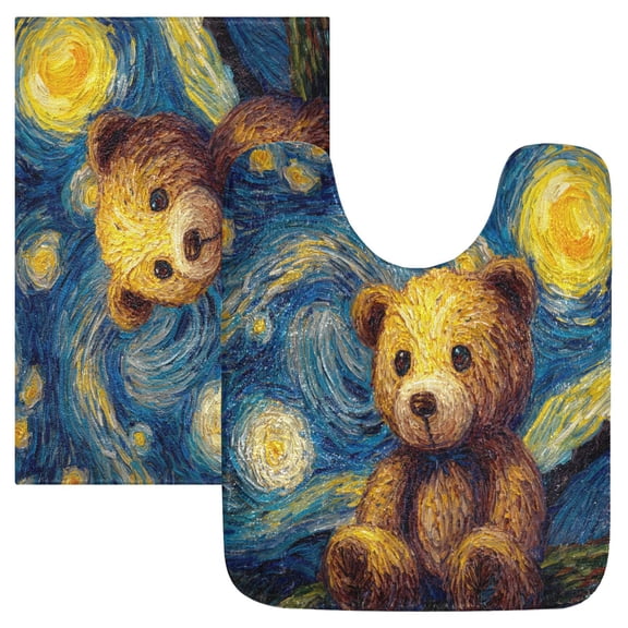 RMDQTR 2PCs Bathroom Rugs Set Plush Toilet Base Mat 16" × 24" Bath Mat and 20" × 24" U Shape Soft Rugs Non Slip Absorbent