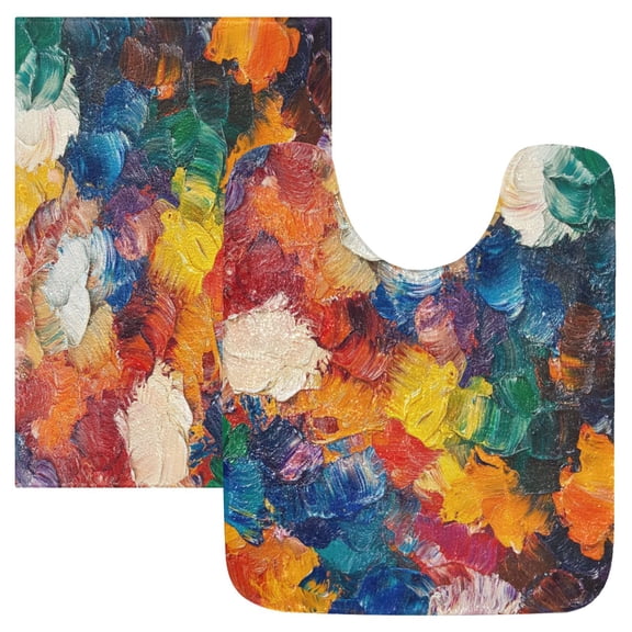 RMDQTR 2PCs Bathroom Rugs Set Plush Toilet Base Mat 16" × 24" Bath Mat and 20" × 24" U Shape Soft Rugs Non Slip Absorbent