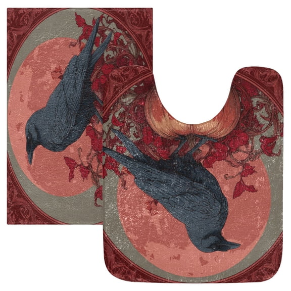 RMDQTR 2PCs Bathroom Rugs Set Plush Toilet Base Mat 16" × 24" Bath Mat and 20" × 24" U Shape Soft Rugs Non Slip Absorbent