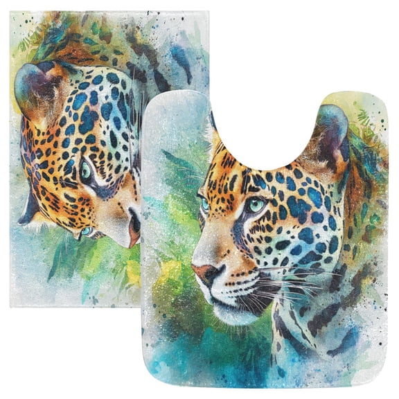 RMDQTR 2PCs Bathroom Rugs Set Plush Toilet Base Mat 16" × 24" Bath Mat and 20" × 24" U Shape Soft Rugs Non Slip Absorbent