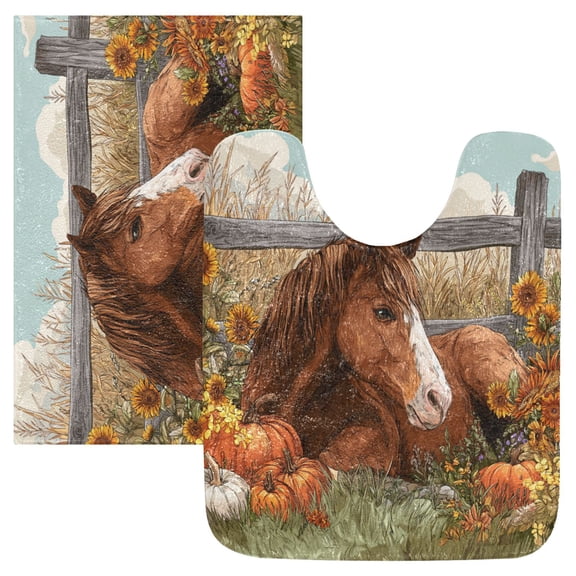 RMDQTR 2PCs Bathroom Rugs Set Plush Toilet Base Mat 16" × 24" Bath Mat and 20" × 24" U Shape Soft Rugs Non Slip Absorbent