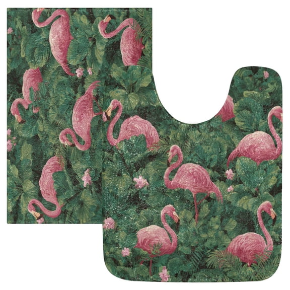 RMDQTR 2PCs Bathroom Rugs Set Plush Toilet Base Mat 16" × 24" Bath Mat and 20" × 24" U Shape Soft Rugs Non Slip Absorbent