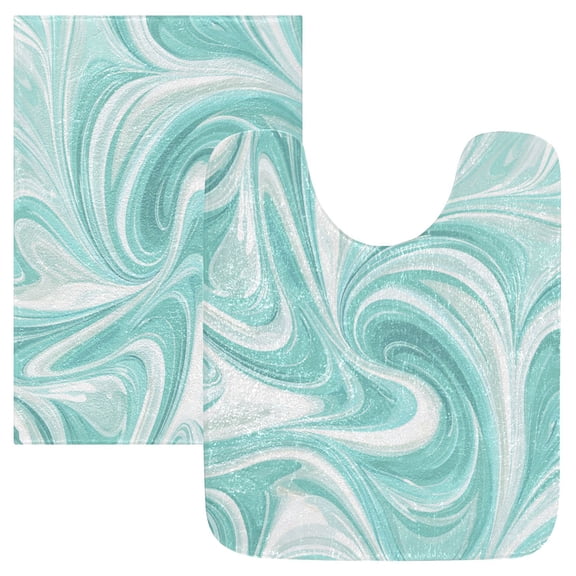 RMDQTR 2PCs Bathroom Rugs Set Plush Toilet Base Mat 16" × 24" Bath Mat and 20" × 24" U Shape Soft Rugs Non Slip Absorbent