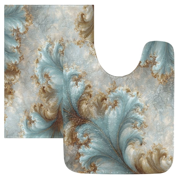 RMDQTR 2PCs Bathroom Rugs Set Plush Toilet Base Mat 16" × 24" Bath Mat and 20" × 24" U Shape Soft Rugs Non Slip Absorbent