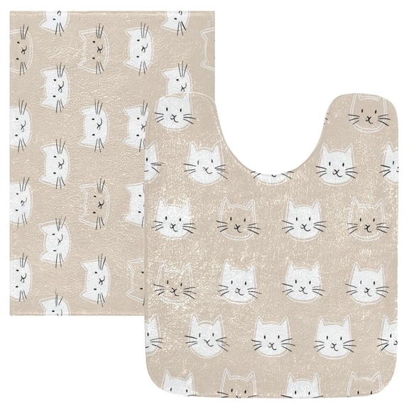RMDQTR 2PCs Bathroom Rugs Set Plush Toilet Base Mat 16" × 24" Bath Mat and 20" × 24" U Shape Soft Rugs Non Slip Absorbent